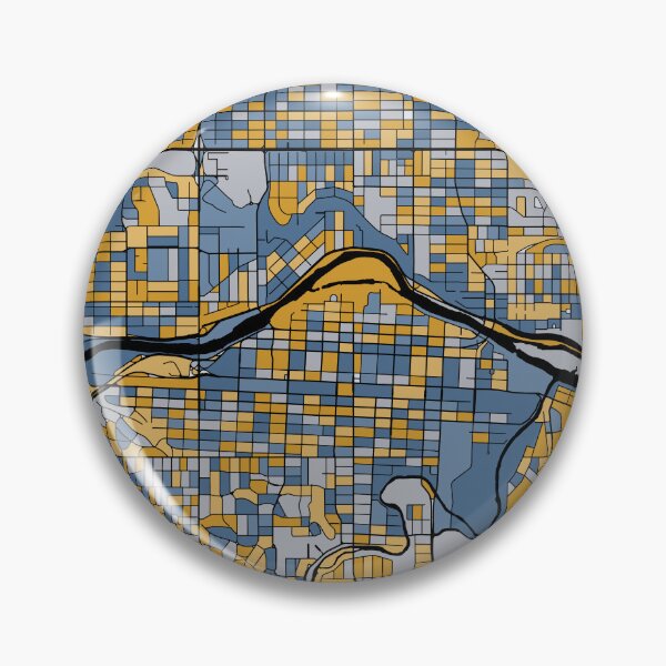 Item preview, Calgary Map Pattern in Blue & Gold designed and sold by PatternMaps.