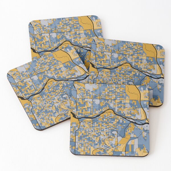 Item preview, Calgary Map Pattern in Blue & Gold designed and sold by PatternMaps.