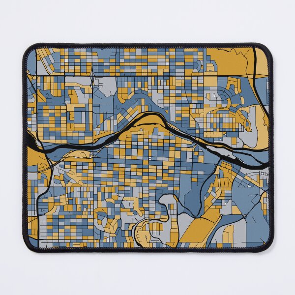 Item preview, Calgary Map Pattern in Blue & Gold designed and sold by PatternMaps.