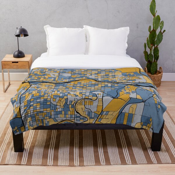 Item preview, Calgary Map Pattern in Blue & Gold designed and sold by PatternMaps.