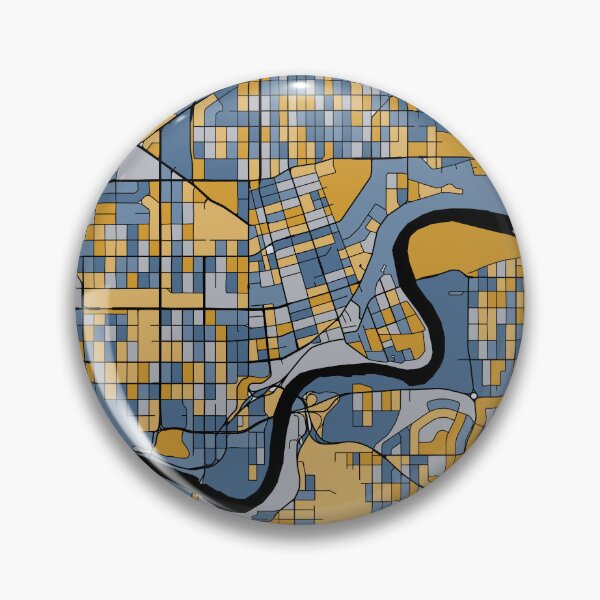 Item preview, Edmonton Map Pattern in Blue & Gold designed and sold by PatternMaps.