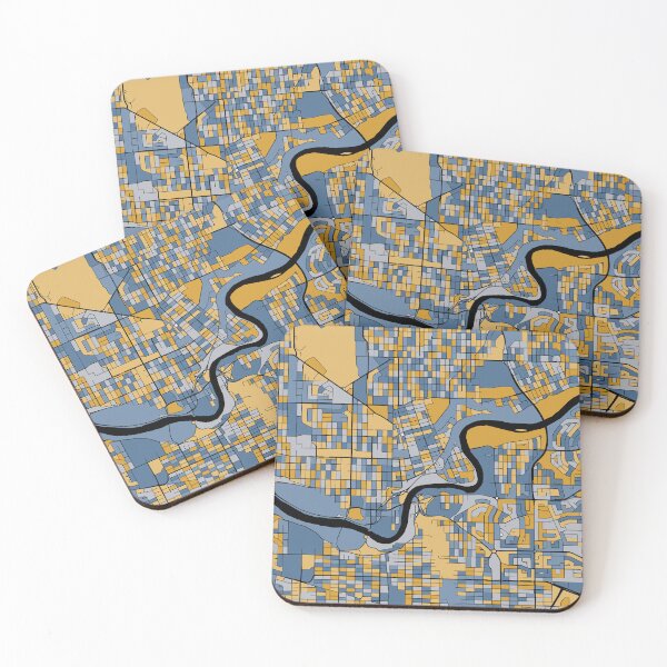 Item preview, Edmonton Map Pattern in Blue & Gold designed and sold by PatternMaps.