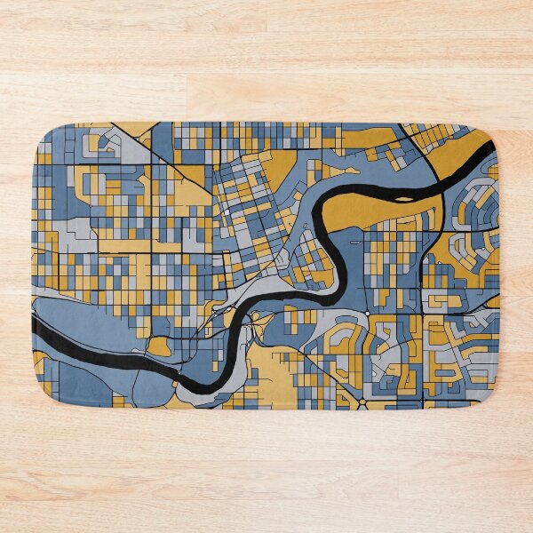 Item preview, Edmonton Map Pattern in Blue & Gold designed and sold by PatternMaps.