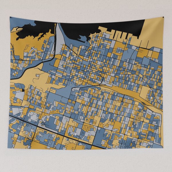 Item preview, Hamilton Map Pattern in Blue & Gold designed and sold by PatternMaps.