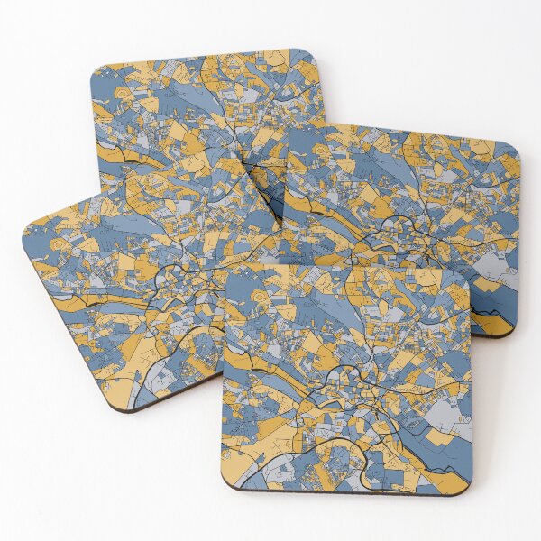 Item preview, Leeds Map Pattern in Blue & Gold designed and sold by PatternMaps.