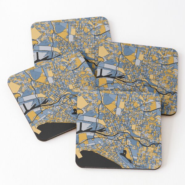 Item preview, Melbourne Map Pattern in Blue & Gold designed and sold by PatternMaps.
