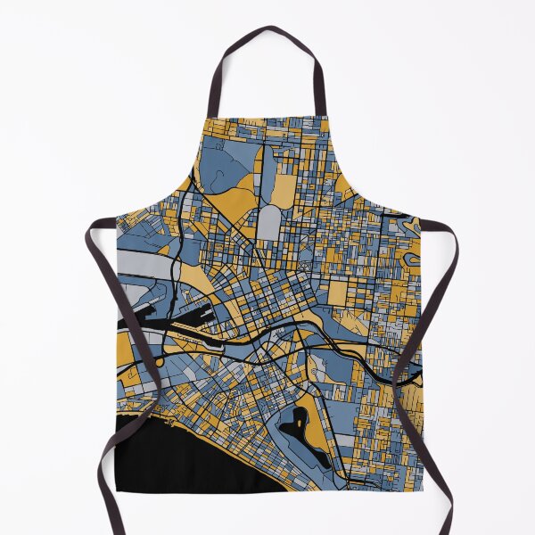 Item preview, Melbourne Map Pattern in Blue & Gold designed and sold by PatternMaps.