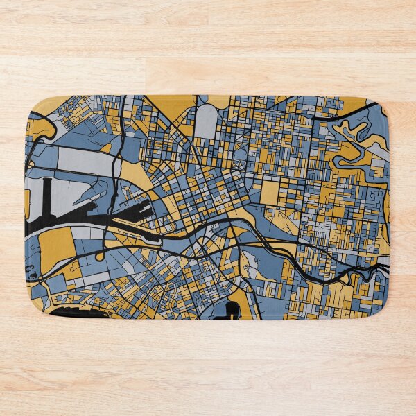 Item preview, Melbourne Map Pattern in Blue & Gold designed and sold by PatternMaps.