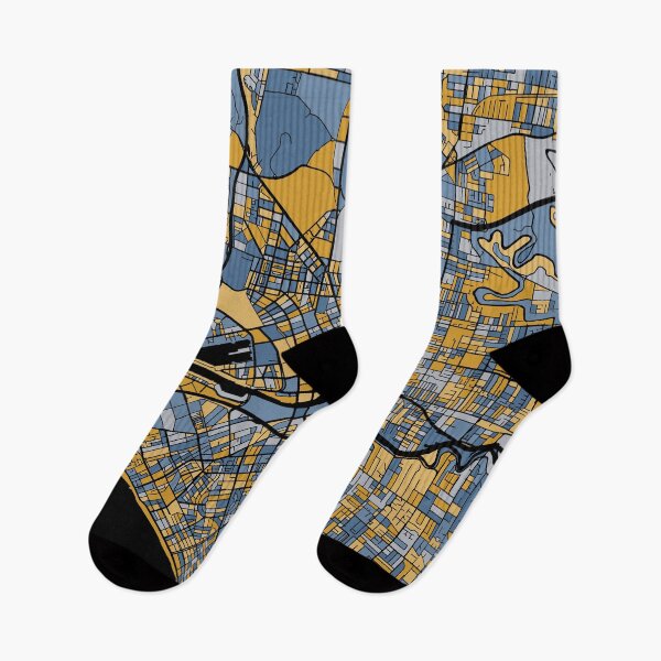 Item preview, Melbourne Map Pattern in Blue & Gold designed and sold by PatternMaps.