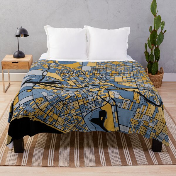 Item preview, Melbourne Map Pattern in Blue & Gold designed and sold by PatternMaps.