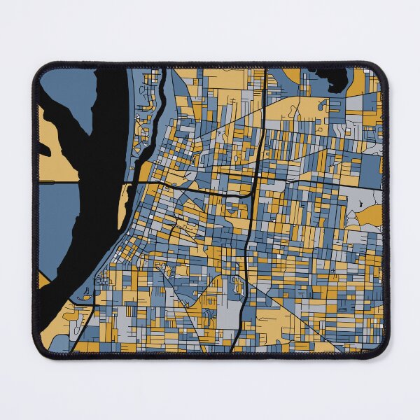 Item preview, Memphis Map Pattern in Blue & Gold designed and sold by PatternMaps.