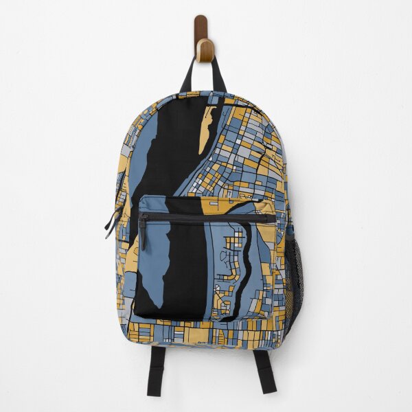 Item preview, Memphis Map Pattern in Blue & Gold designed and sold by PatternMaps.