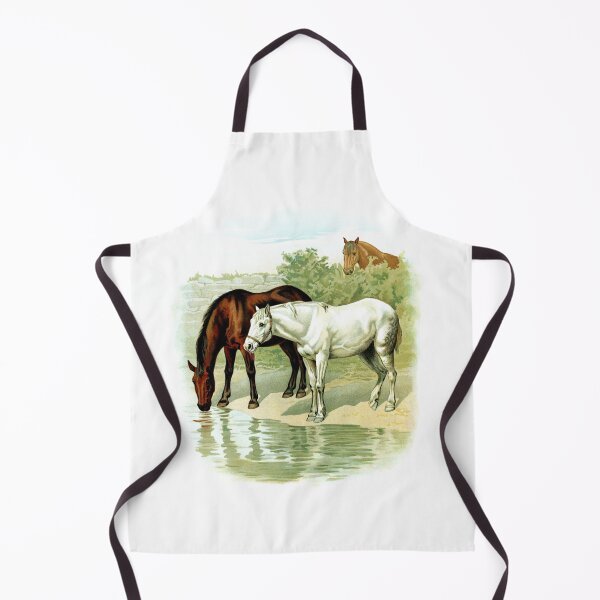 Item preview, Horsed drinking at a river - Vintage illustration. designed and sold by EdgyEdgeArt.