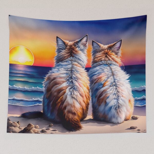 Item preview, Two cats watching the gorgeous sunset designed and sold by m-y-A-I-A-R-T-.