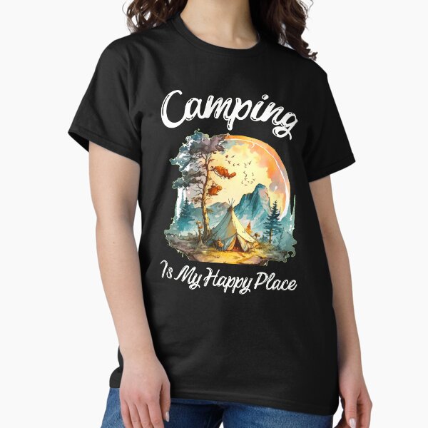 Aperçu de l'œuvre Le camping est mon endroit heureux créée et vendue par HikingGalleria.