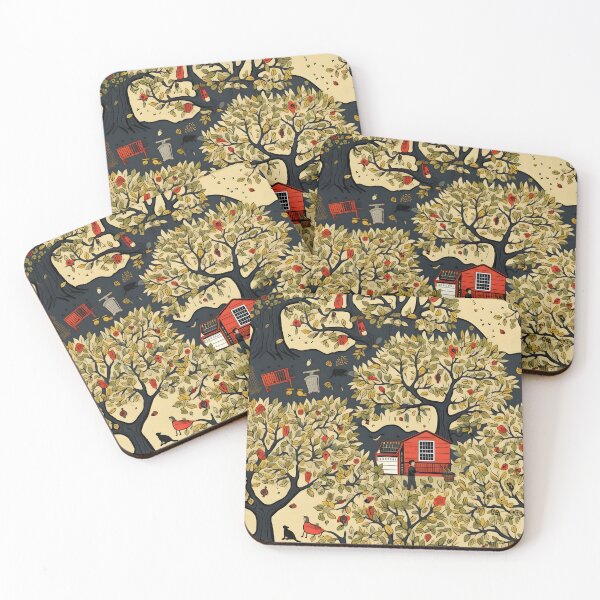 Item preview, Apple Autumn Glory—Red Barn and the Golden Hue of Autumn. Fall Fashion. Seamless Pattern. designed and sold by ignasirus.