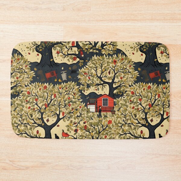 Item preview, Apple Autumn Glory—Red Barn and the Golden Hue of Autumn. Fall Fashion. Seamless Pattern. designed and sold by ignasirus.