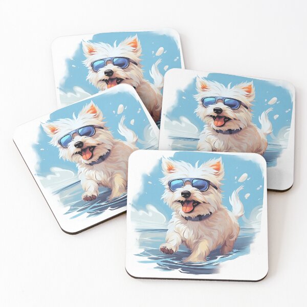 Item preview, White Dog with Glasses on the Beach designed and sold by Lajon97.