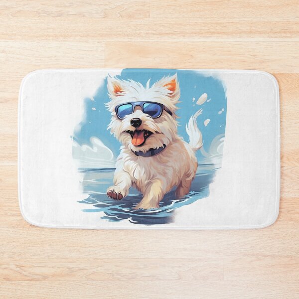 Item preview, White Dog with Glasses on the Beach designed and sold by Lajon97.