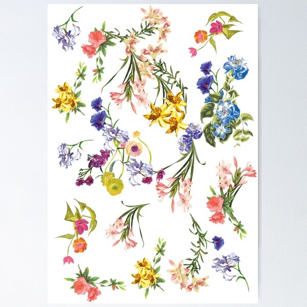 Item preview, floral, watercolors, rose, vintage flower, wildflower, flower garden designed and sold by mintdiamond21.