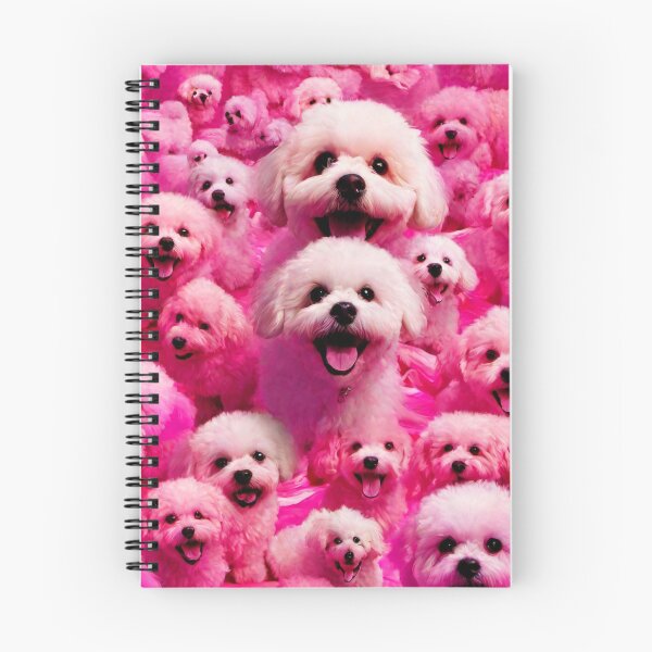 Aperçu de l'œuvre Adorable Pink Puppy Bichon Frise Smiling créée et vendue par BellaRosie Emporium.