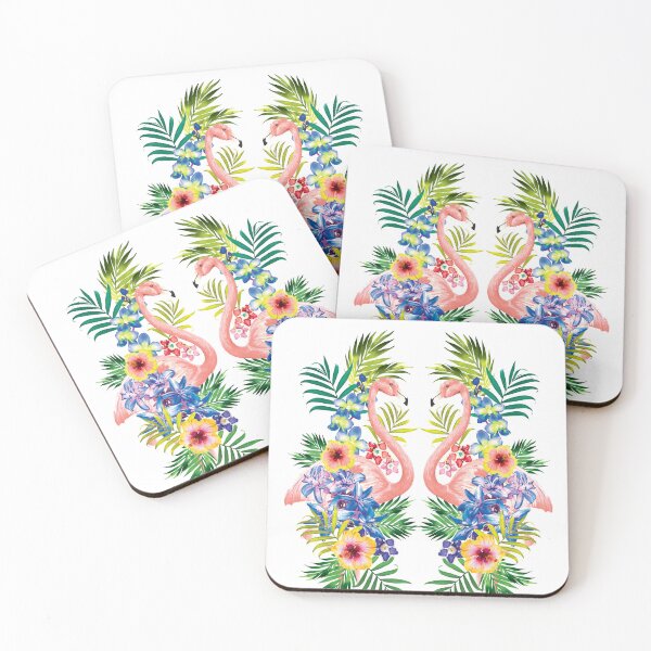 Item preview, tropical, flamingo, flower, floral, colorful, rainbow, leaves designed and sold by mintdiamond21.