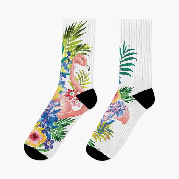 Item preview, tropical, flamingo, flower, floral, colorful, rainbow, leaves designed and sold by mintdiamond21.