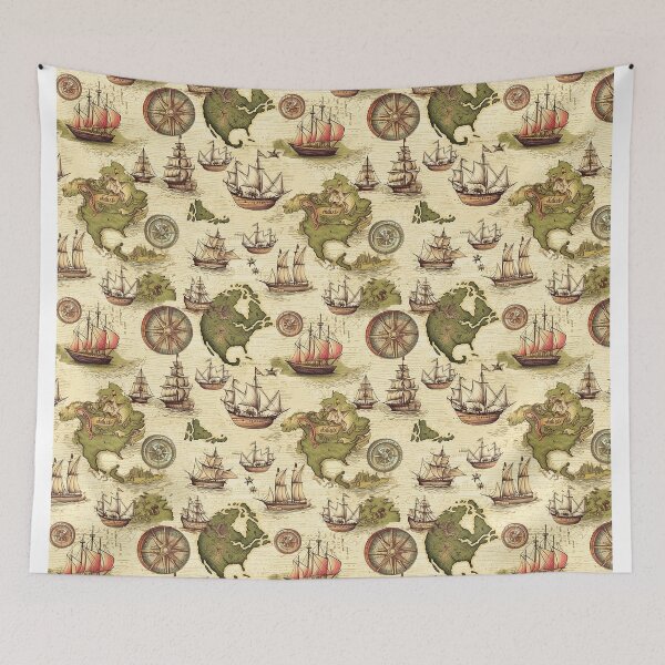 Item preview, Vintage map pattern designed and sold by Alessandro Remo Mazzoni Remotextiles.