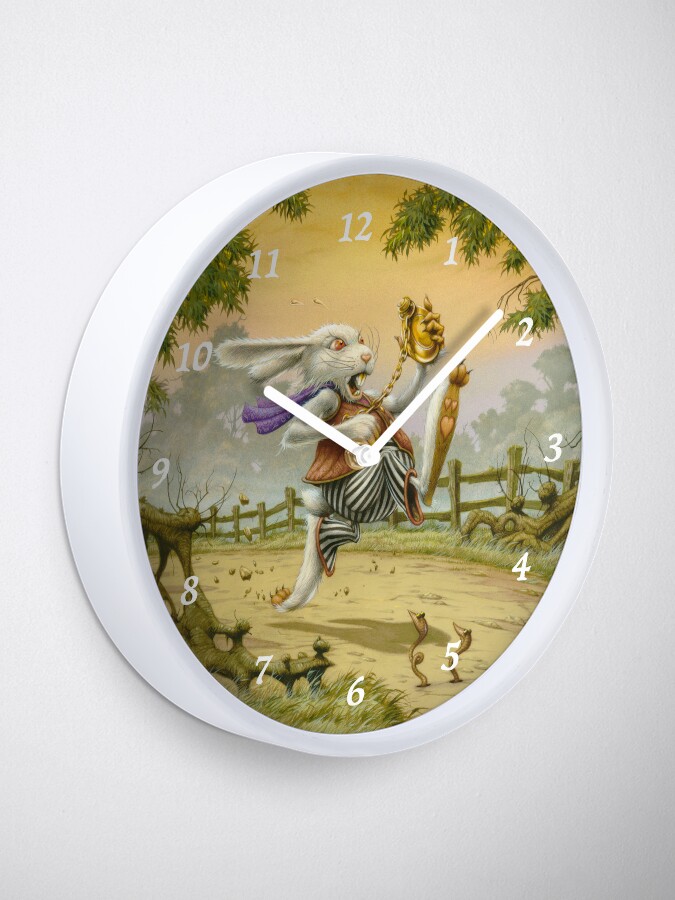 Alice in Wonderland, White Rabbit Checking his Watch, Vintage Alice,   Clock for Sale by EclecticAtHeART