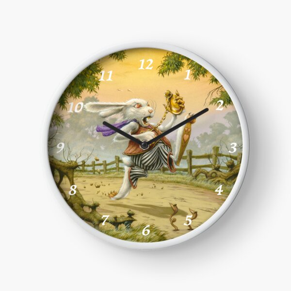 Alice in Wonderland, White Rabbit Checking his Watch, Vintage Alice,   Clock for Sale by EclecticAtHeART