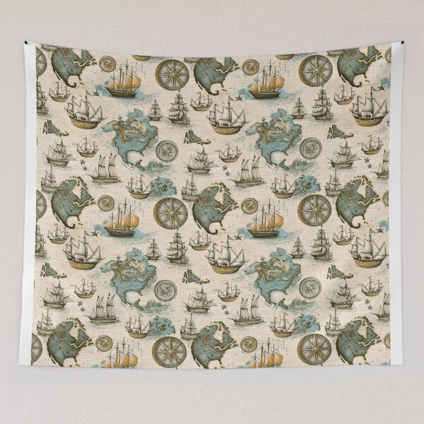 Item preview, Vintage map pattern designed and sold by Alessandro Remo Mazzoni Remotextiles.