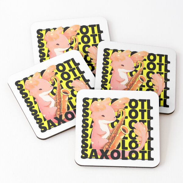 Item preview, Yellow Saxolotl Axolotl Sticker Design with Hard Edges by ZeesDesign on Redbubble designed and sold by ZEESDESIGN.