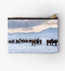 Horses at Reykjanes Peninsula Iceland Studio Pouch