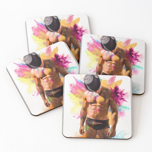 Item preview, Muscular man shirtless with skin painted with Holi colors designed and sold by Mercurius-M.