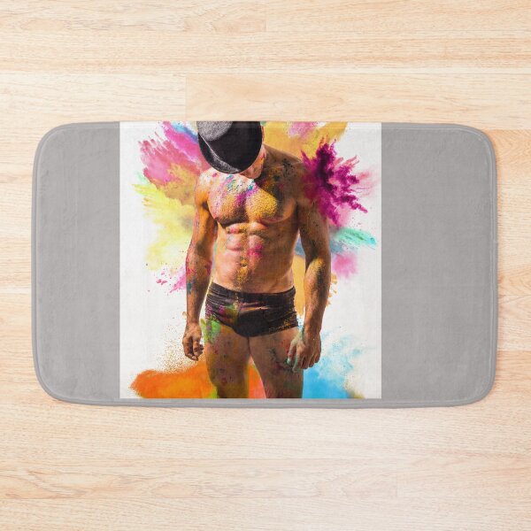 Item preview, Muscular man shirtless with skin painted with Holi colors designed and sold by Mercurius-M.