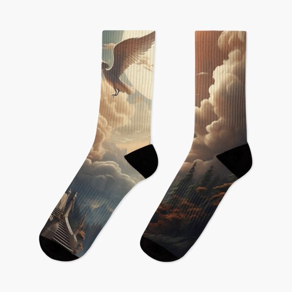Item preview, Ascension: A Lone Traveler Amidst Heaven's Clouded Columns designed and sold by oanaunciuleanu.