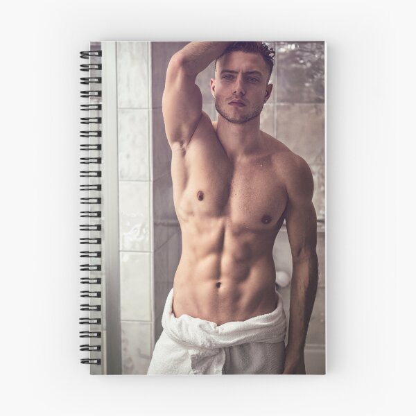 Item preview, Shirtless muscular handsome young man after shower or bath in the bathroom designed and sold by Mercurius-M.