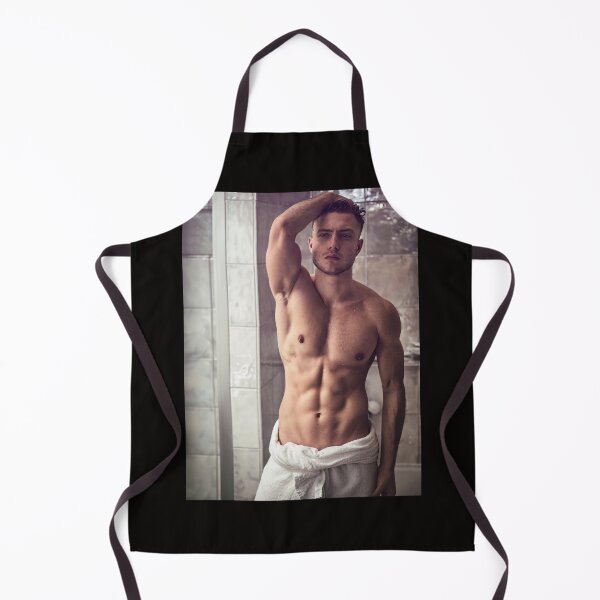 Item preview, Shirtless muscular handsome young man after shower or bath in the bathroom designed and sold by Mercurius-M.