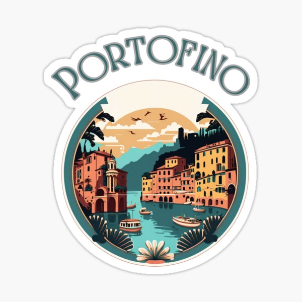 Item preview, Portofino Italy Streetscape Art - Retro Vintage Travel designed and sold by stickercuffs.