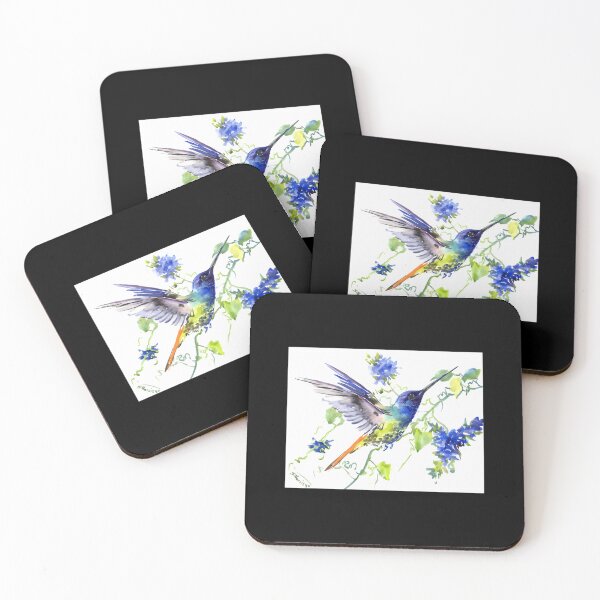 Item preview, Flying Hummingbird and Blue Flowers   	 designed and sold by ueukqucax7.