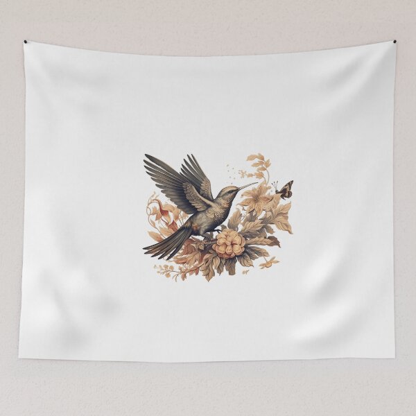 Item preview, Majestic , Colorful bird with flowers and butterfly designed and sold by Okracha.