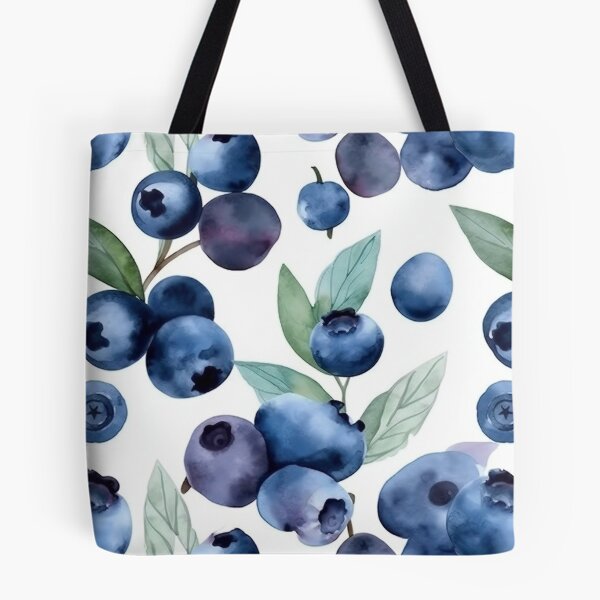 Item preview, Blueberry watercolor painting seamless pattern designed and sold by MiraCleAI.