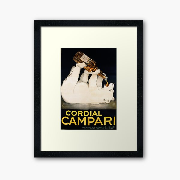 Vintage Liquor Poster Polar Bear Framed Art Print