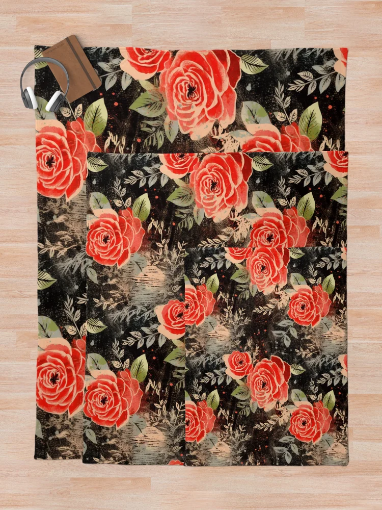 Thumbnail 5 of 6, Throw Blanket, Boho Roses Design designed and sold by StudioRedKoala.