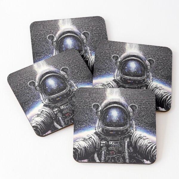 Item preview, Astronaut selfie in binary outer space  designed and sold by TomFrontierArt.