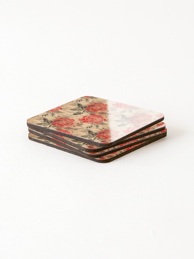 Thumbnail 4 of 5, Coasters (Set of 4), Boho Roses Design designed and sold by StudioRedKoala.