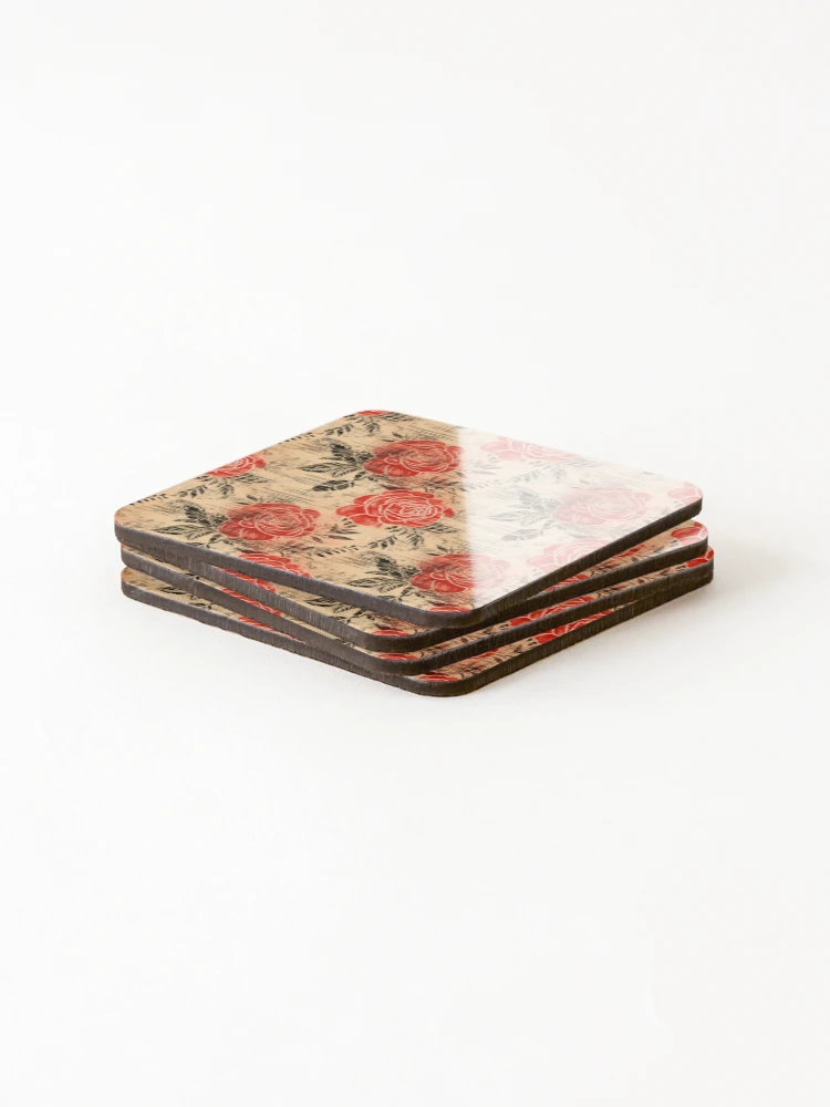 Thumbnail 4 of 5, Coasters (Set of 4), Boho Roses Design designed and sold by StudioRedKoala.