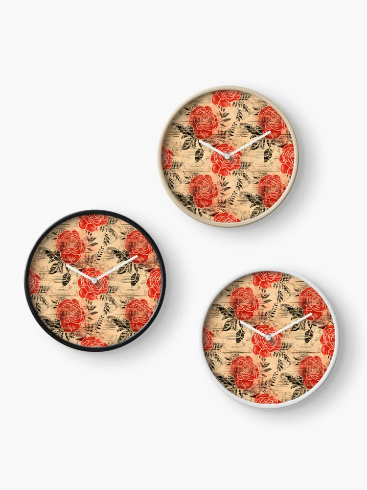 Thumbnail 3 of 4, Clock, Boho Roses Design designed and sold by StudioRedKoala.