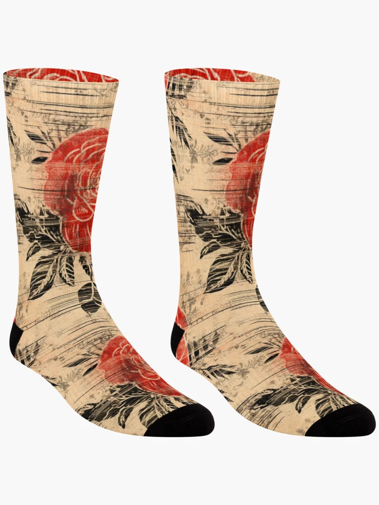 Thumbnail 3 of 5, Socks, Boho Roses Design designed and sold by StudioRedKoala.