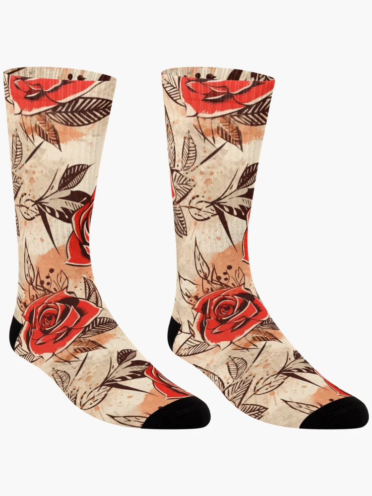 Thumbnail 3 of 5, Socks, Boho Roses Design designed and sold by StudioRedKoala.